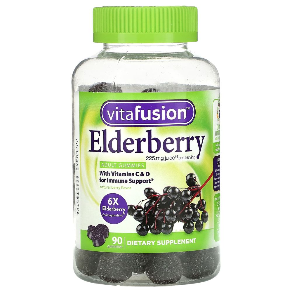 <b>VitaFusion 비타민C</b> &amp; 비타민D 함유 엘더베리 베리맛, 90구미