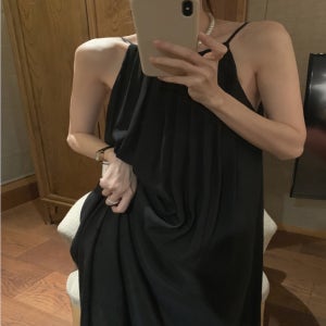 G126078 하늘하늘 셔링끈나시 백리스원피스 비치원피스