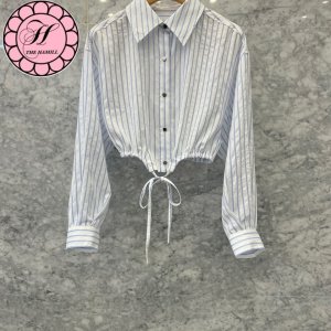 JS뉴욕 B126 시원한 마린스트라이프 밑단스트링 자켓형 여름 블라우스 제이에스뉴욕