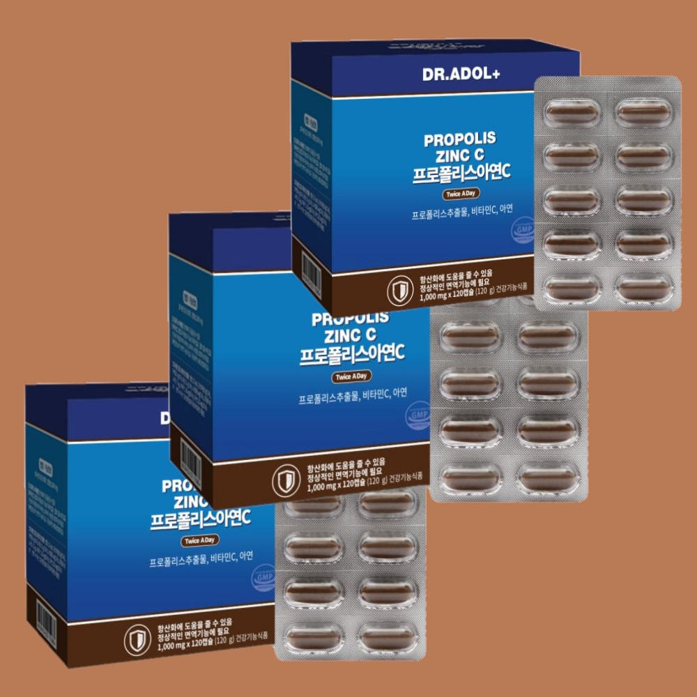 <b>닥터아돌</b> 프로폴리스 <b>아연</b>C 1000mg 120캡슐 3박스