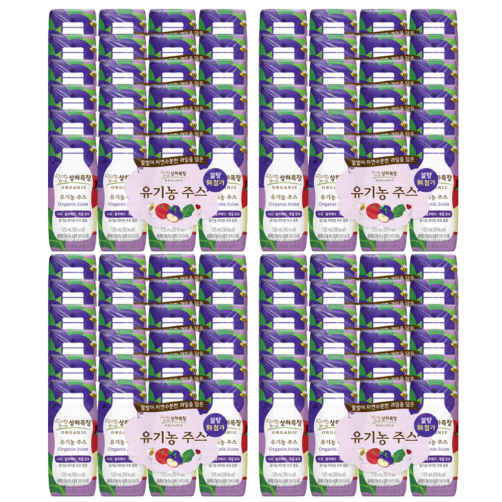 상하목장 유기농주스 사과블루베리케일 125ml (96개) 과즙 과채 주스 박스 대량 구매