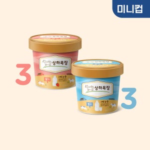 상하목장 아이스크림 밀크 미니컵 100ml 3개, 딸기 미니컵 100ml 3개 (총 6개) [+저당 초코바 커피 or 민트초코 6입 증정]_냉동