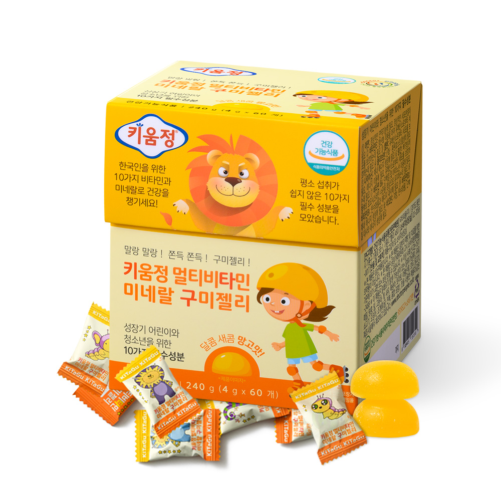 <b>닥터피플</b> 키움정 멀티<b>비타민</b>미네랄 구미젤리(키타구) 60구미 1박스 - 10가지 필수성분