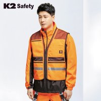 K2 세이프티 VE-A3601 (Orange) 메쉬조끼 형광조끼 여름작업조끼