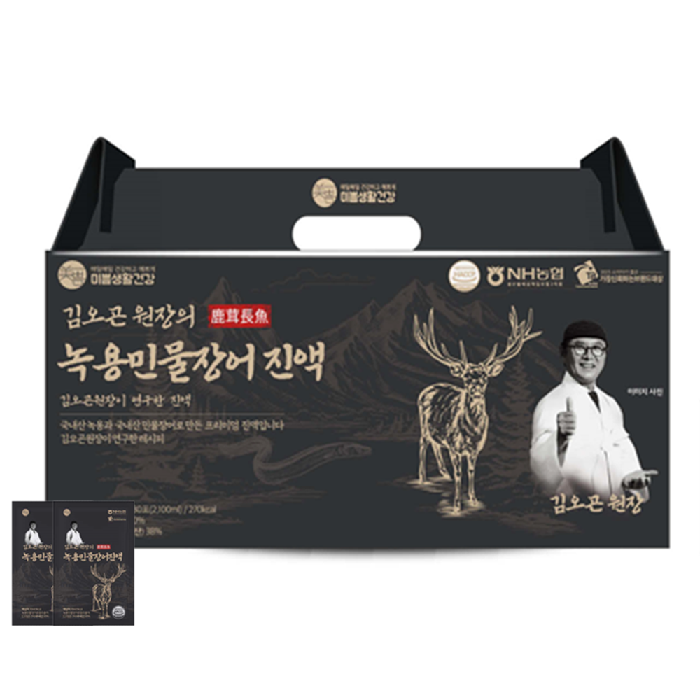 <b>김오곤</b>의 지리산 민물장어 녹용 생 진액 국내산 녹용 장어즙 엑기스 <b>기력</b> 회복 2박스
