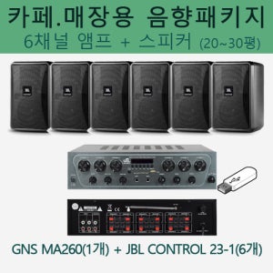 JBL 카페음향 세트 (Control 23-1 + GNS 6채널 앰프)