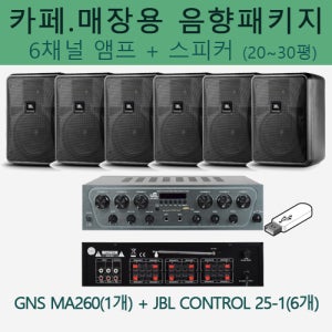 JBL 카페음향 세트 (Control 25-1 + GNS 6채널 앰프)