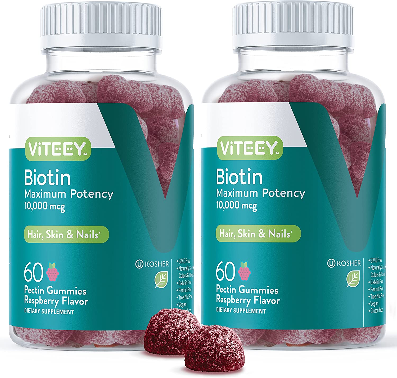 <b>비오틴</b>Viteey <b>Biotin</b> Gummies 10000mcg 60정 2팩