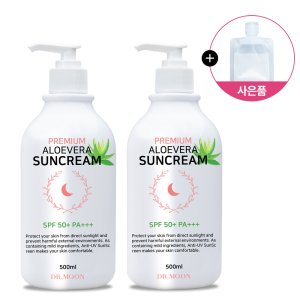 (소분파우치X4EA)닥터문 알로에베라 혼합자차 대용량선크림 SPF50+ PA+++/바디겸용/데일리선로션 500ml, 2개