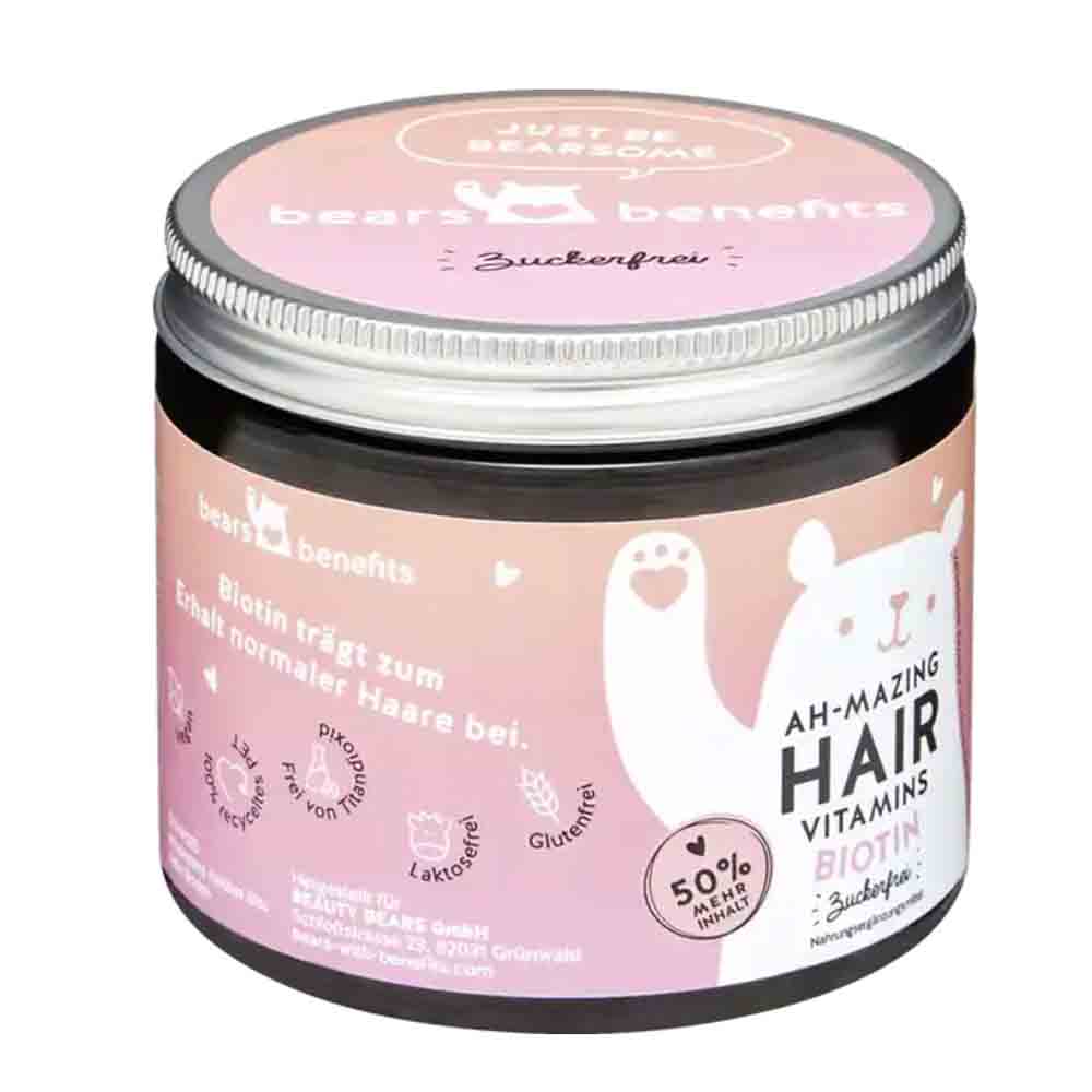 베어 위드 베네핏 <b>아</b>-메이징 헤어 비타민 비오틴 츄어블(Ah-Mazing Hair Vitamins Biotin zuckerfrei Gummibärchen) 45st - 무설탕