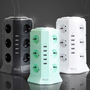 텔로 17구 타워형 멀티탭 USB 충전 포함 캠핑 큐브 콘센트