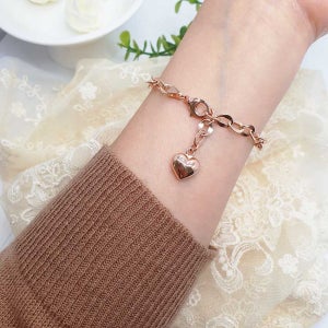 14K 18K 하트 금팔찌 통통하트 할로우 볼드 체인 여성 데일리 팔찌