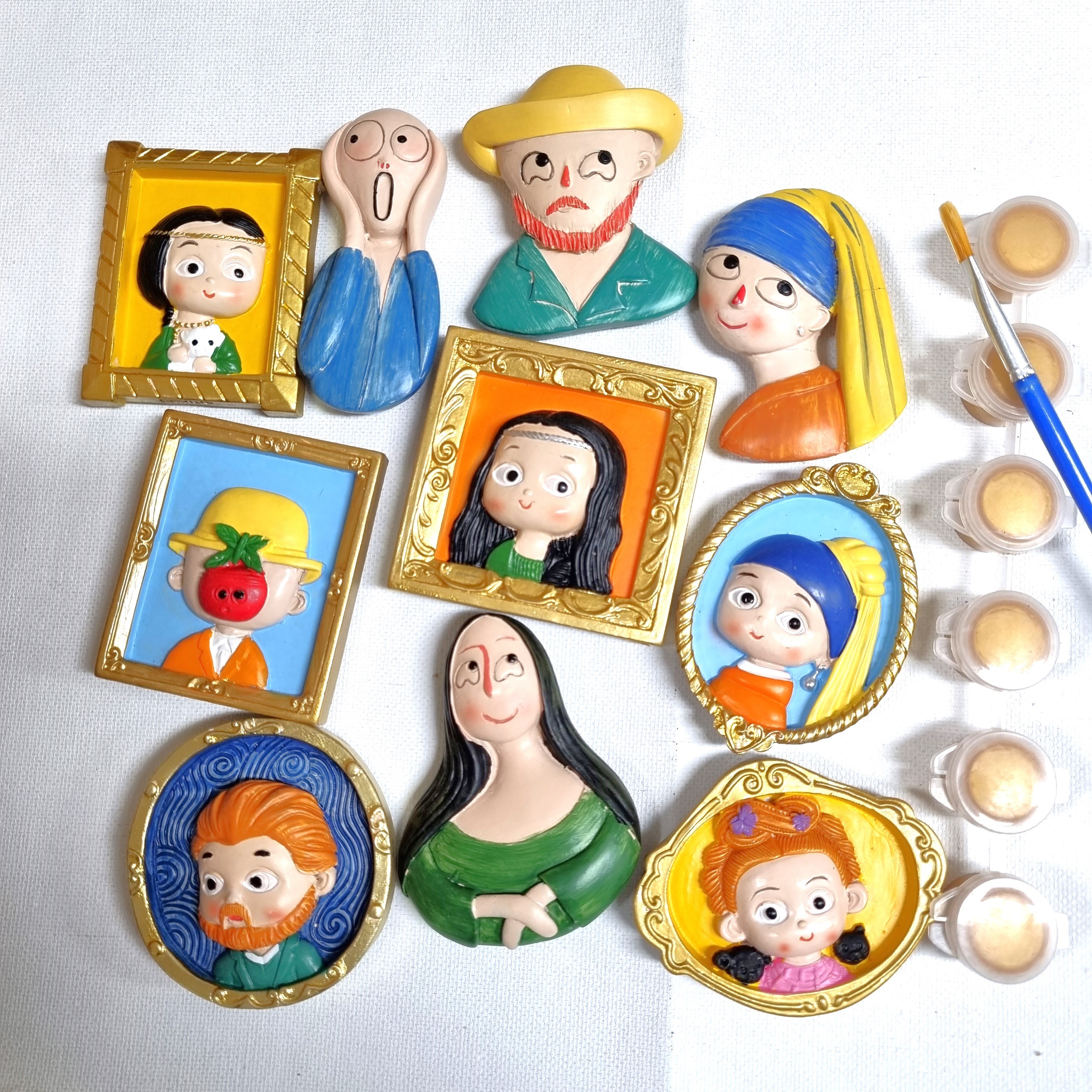 DIY 냉장고자석 세계명화속 인물 아크릴물감 색칠용 석고 자석클립