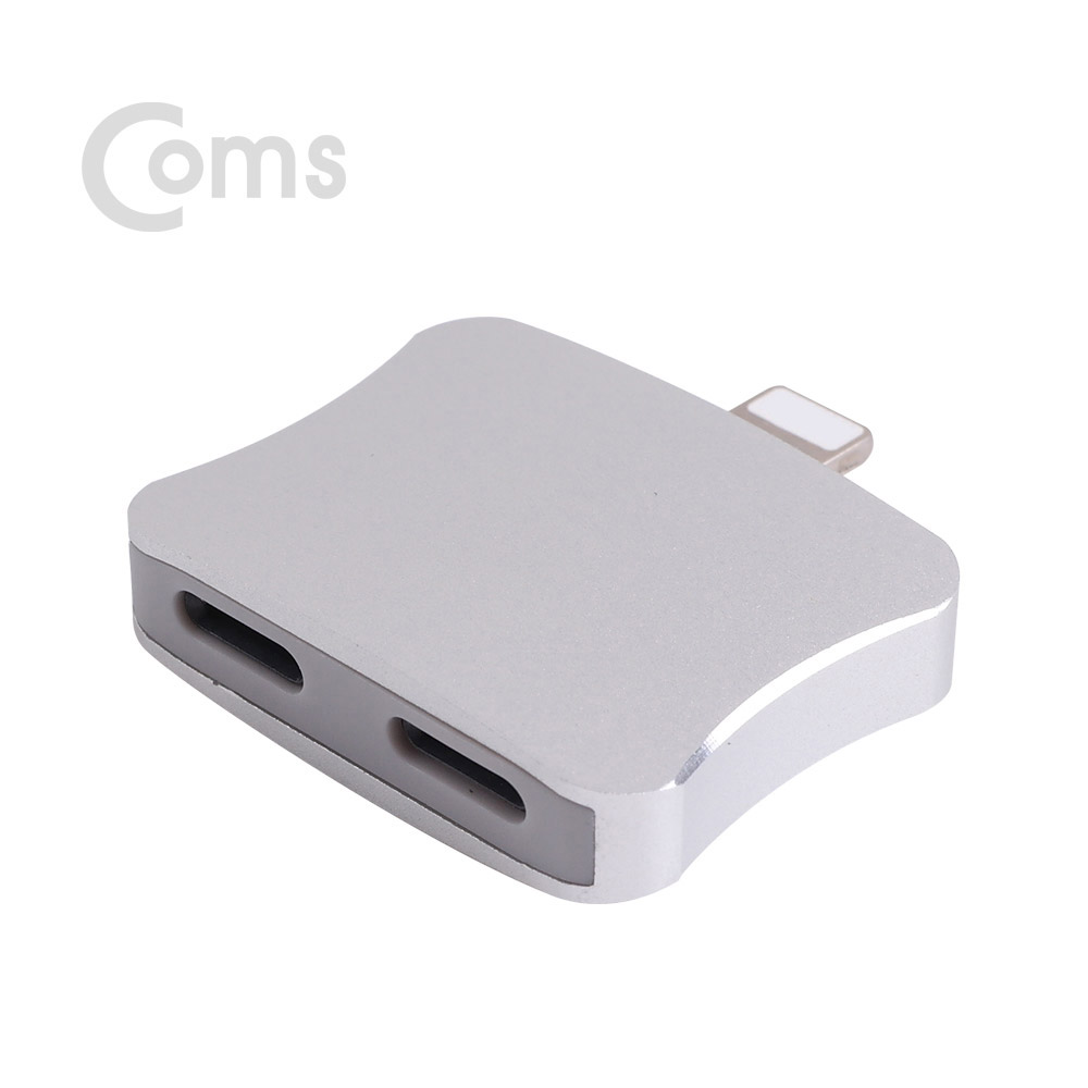 Coms <b>IOS</b> 8핀 (8Pin) 젠더(2분배) Metal, 이어폰 + 충전