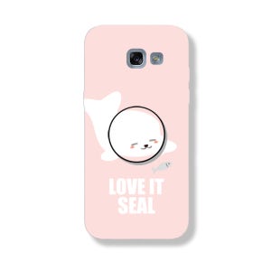 갤럭시 A520 케이스 젤리 그립 톡홀더 스마트톡 세트 동물친구 물개친구