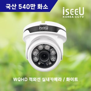 iseeU 국산 실내 CCTV 화이트 540만화소 적외선 돔형 방범 카메라 설치 WQHD
