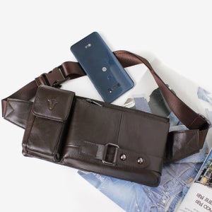 상남자 여행용 힙쌕 천연 소가죽 힙색 고급 메신저백 복대가방 허리쌕