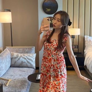 [당일출고]록디 플라워 레드 나시 여름 비치 원피스