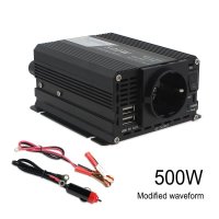 DC 12V 전원 인버터 500W 블랙 변환기 자동 어댑터 듀얼 USB EU 범용 소켓