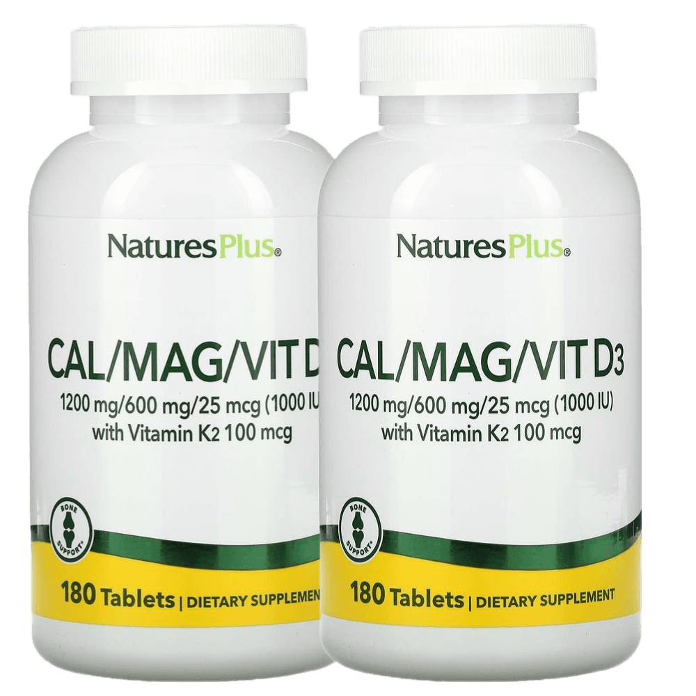 1+1 <b>NaturesPlus</b> 비타민K2 칼슘/마그네슘/비타민D3 180정 2통