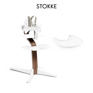 스토케 노미 하이체어 오크/월넛 + 베이비세트 + 트레이 아기 이유식의자 유아 식탁의자