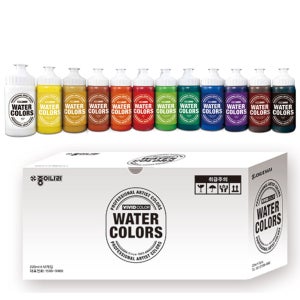 비비드 수채화 물감 220ml 12색 세트 대용량 초등 학습 미술용품
