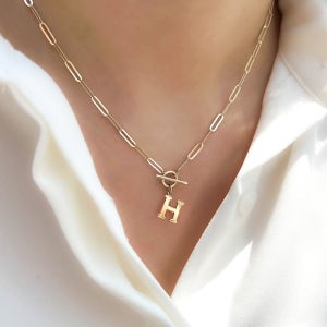 14k 18k H 팬던트 토글바 클립 체인 목걸이