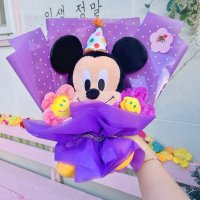 댕이네꽃밭 디즈니 LED 꼬깔 미키마우스 스마일꽃 인형꽃다발 생일