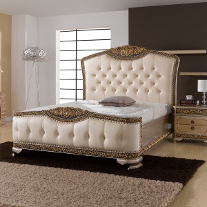 릴 마호가니 원목 침대프레임 엔틱 킹사이즈 안방가구 예쁜 대형 침대 가죽 높은 2인용