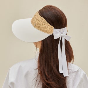 제이투제이 여성골프모자 자외선차단 와이드챙 리본 골프선캡