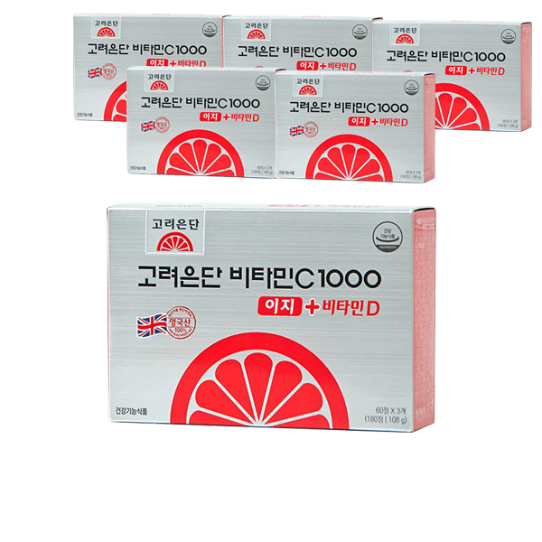<b>고려은단</b> 비타민C1000 이지 비타민D 600mg180정 6통 항산화 소화 뼈건강 <b>피부</b>