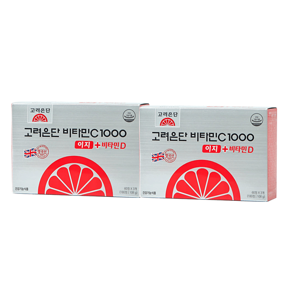 <b>고려은단</b> 비타민C1000 이지 비타민D 600mg180정 2통 항산화 소화 뼈건강 <b>피부</b>