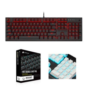 K60 PRO LED 게이밍 기계식 키보드 비올라축 + PBT 이중사출 프로 한글 각인 키캡 (화이트)