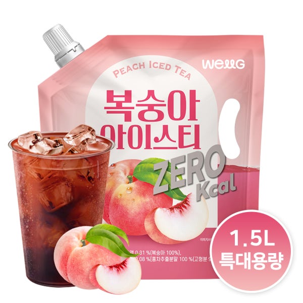 카페 스위츠 복숭아 아이스티 제로칼로리 1.5L 대용량 파우치 액상 에이드