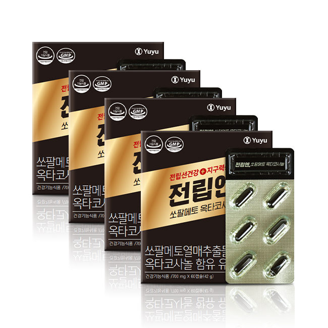 [유유제약]전립엔 쏘팔메토 옥타코사놀 700mgx60캡슐 x 4박스