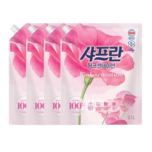 샤프란 섬유유연제 2100ml x4개 리필 핑크