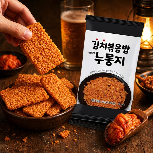 가마솥에 긁어먹던 그 맛 그대로 김치볶음밥 크런치 누룽지 선물세트 34g 12봉
