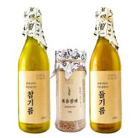 더바른상회 방앗간 옛날 저온압착 참기름350ml+들기름350ml+볶음참깨180g 선물세트