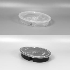 BW 고강도 덮밥용기 B750-2칸(타원형) 200세트 파스타 샐러드 포장 배달