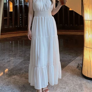 [당일출고]에르마 화이트 롱 여름 비치원피스