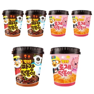 에스제이서진 뽀로로 컵 떡볶이 110g 짜장3개+로제3개(총6개) 어린이 간식 선물