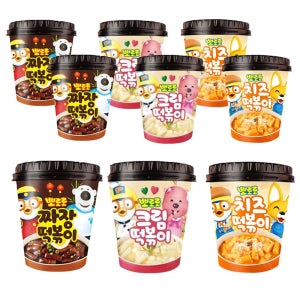 에스제이서진 뽀로로 컵 떡볶이 110g 짜장3개+크림3개+치즈3개(총9개) 어린이 간식