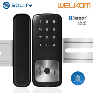 웰콤 지문인식 유리문도어락 [설치포함] WG-30B 양문형 번호키 상가 업소 디지털도어락