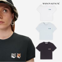 MAISON KITSUNE 메종키츠네 더블폭스 패치 크롭 여성 반팔 티셔츠