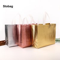 비건 에코 가죽 가방 백 Stobag 10pcs 레이저 부직포 쇼핑 토트 숄더 친환경