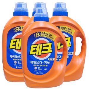 엘지 테크 3Lx4개 베이킹소다+구연산 일반용 드럼용 빨래 세탁세제