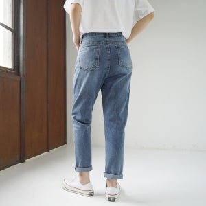 [자체제작] (S-XL) 라이트워싱 보이핏 루즈핏 청바지 경량팬츠 세미배기팬츠 NA7017