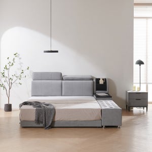 하이클래스 저상형 킹침대 아쿠아 패브릭 킹사이즈침대 그레이 A형