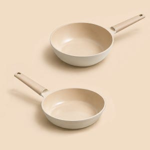 트루쿡 국산 후라이팬세트 인덕션 세라믹 베이지 28cm 프라이팬+궁중팬