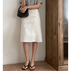 [블프세일/균일가/베이지m 당일] 플랫 미디 랩스커트 A라인 면치마 키작녀스커트